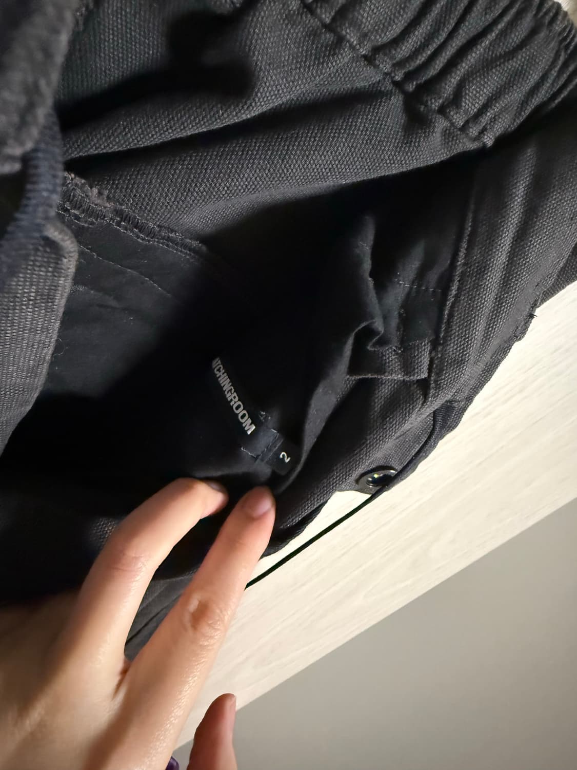 해칭룸 볼륨 팬츠 옥스포드 워시드 차콜 2사이즈 상품이미지6