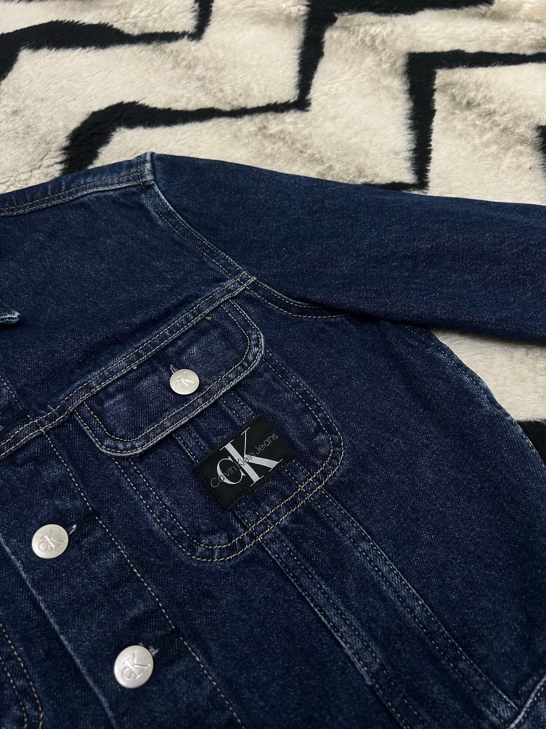 [XS]켈빈클라인 크롭 데님 자켓/진청 상품이미지1