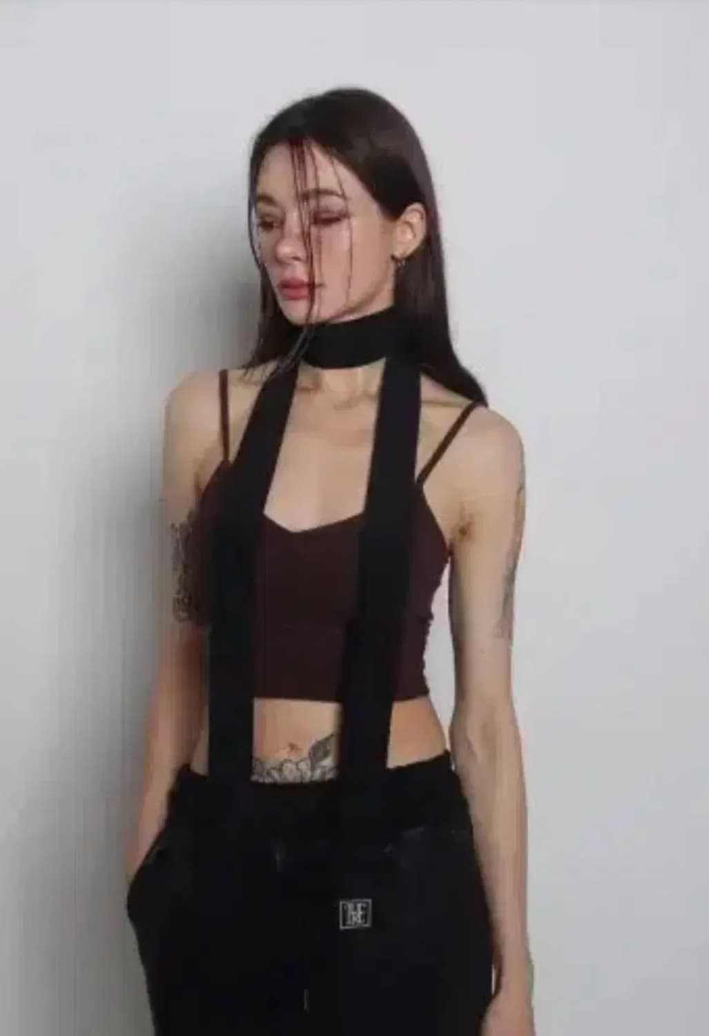 티유알이 오브이 로고 쉬폰 스카프 블랙 상품이미지1