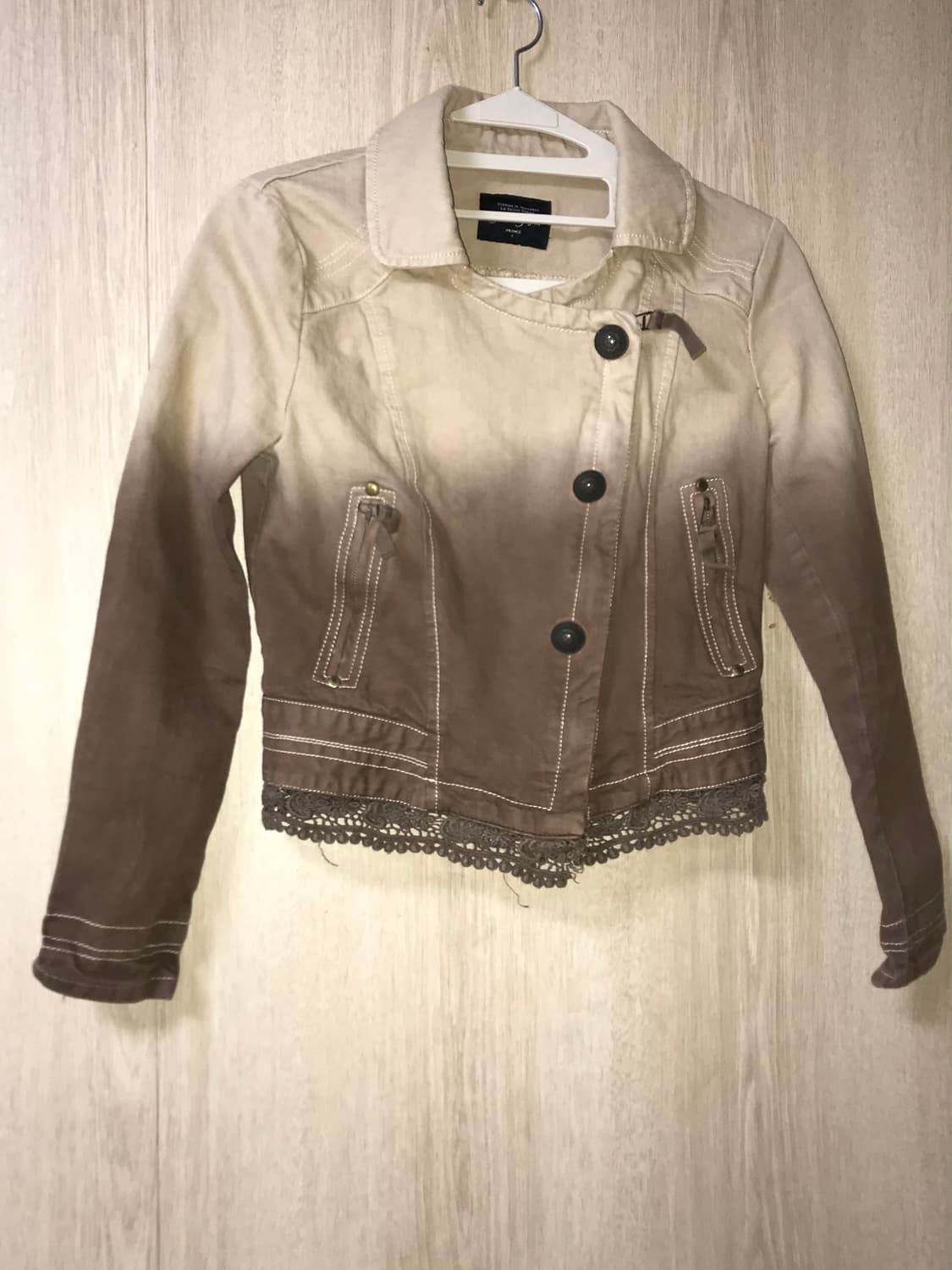 빈티지 사이드 배색 자켓 집업 투톤 라이더 레이스 상품이미지5