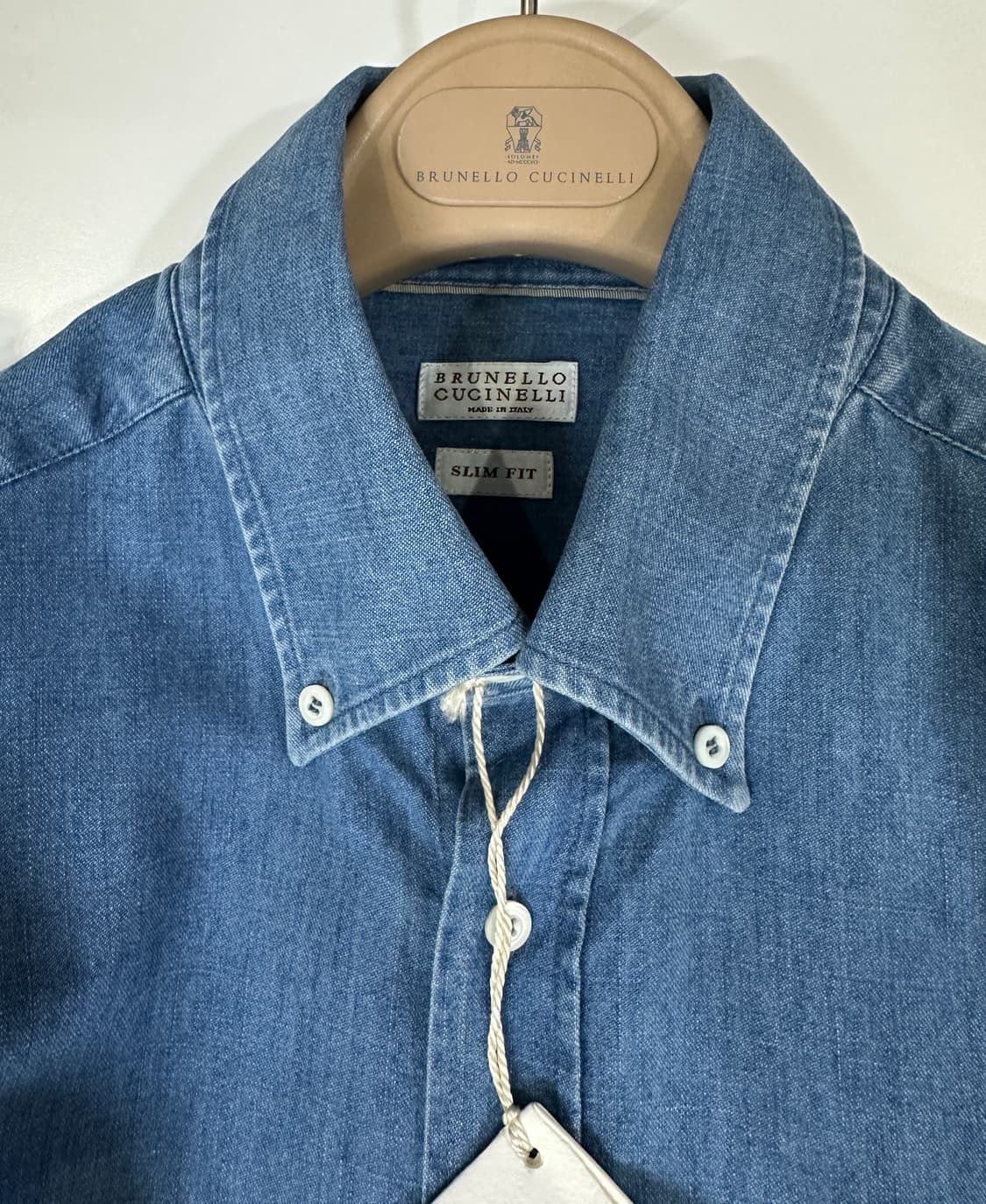 브루넬로 쿠치넬리 데님 네이비 블루 셔츠 슬림핏 상품이미지5