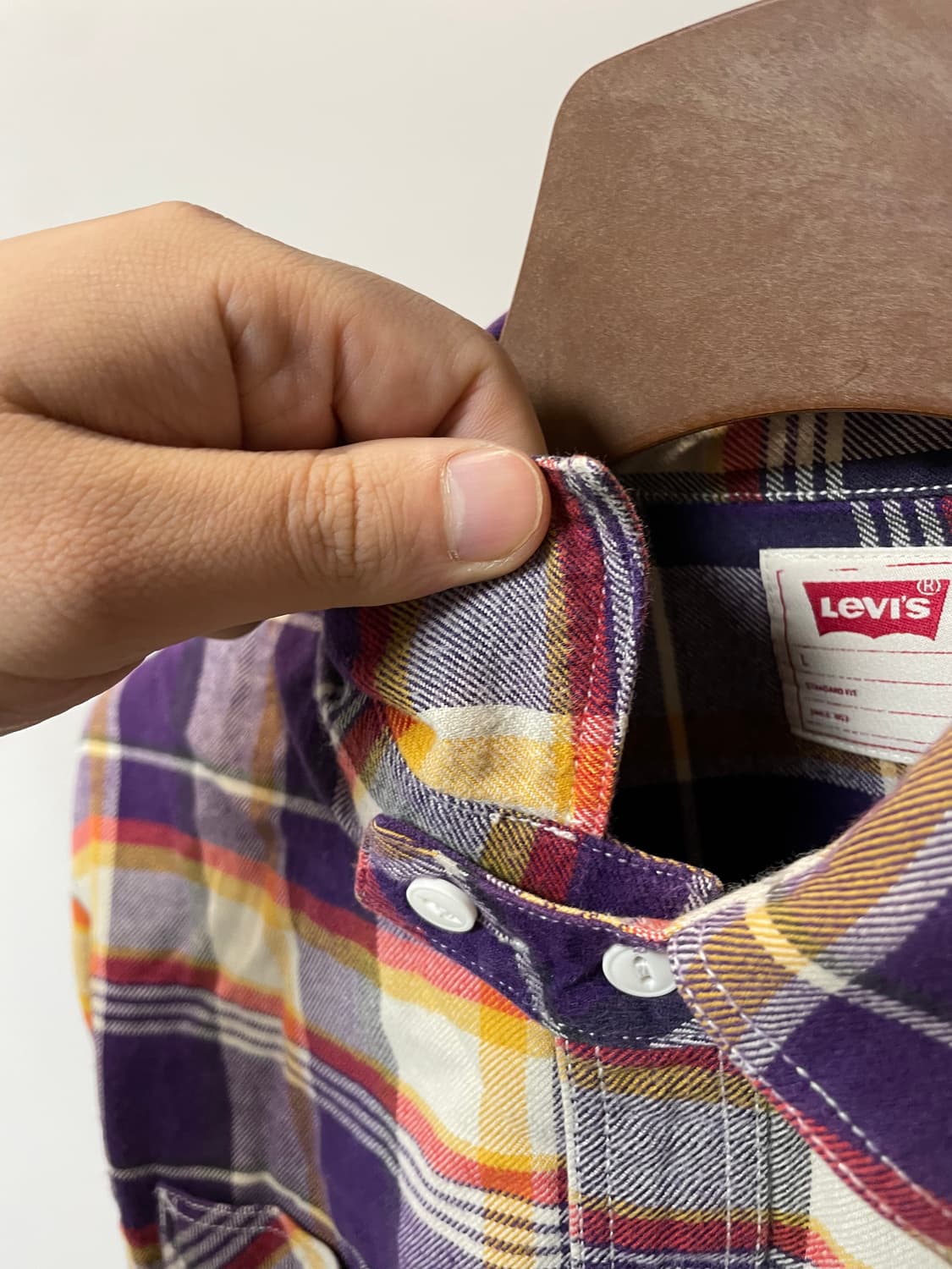 (L) Levis 리바이스 화이트탭 퍼플 체크 투포켓 셔츠 상품이미지3