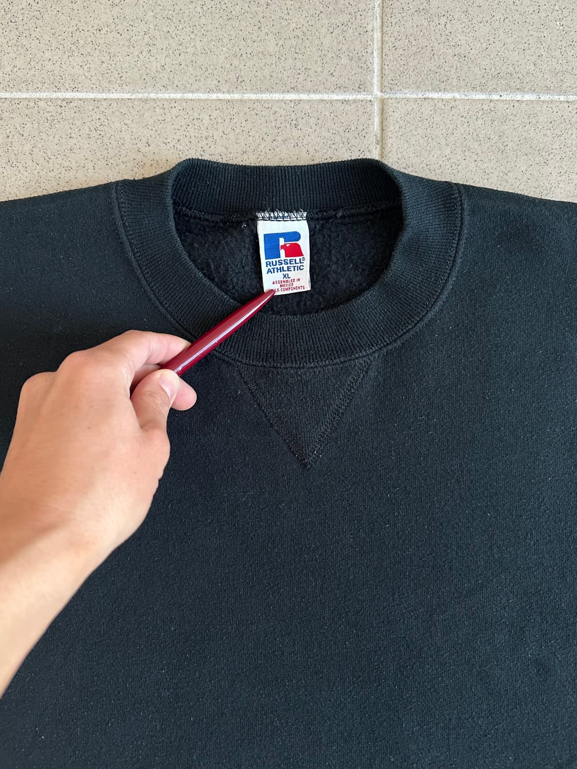 90s 빈티지 러셀 스웻셔츠 블랙 XL 상품이미지4