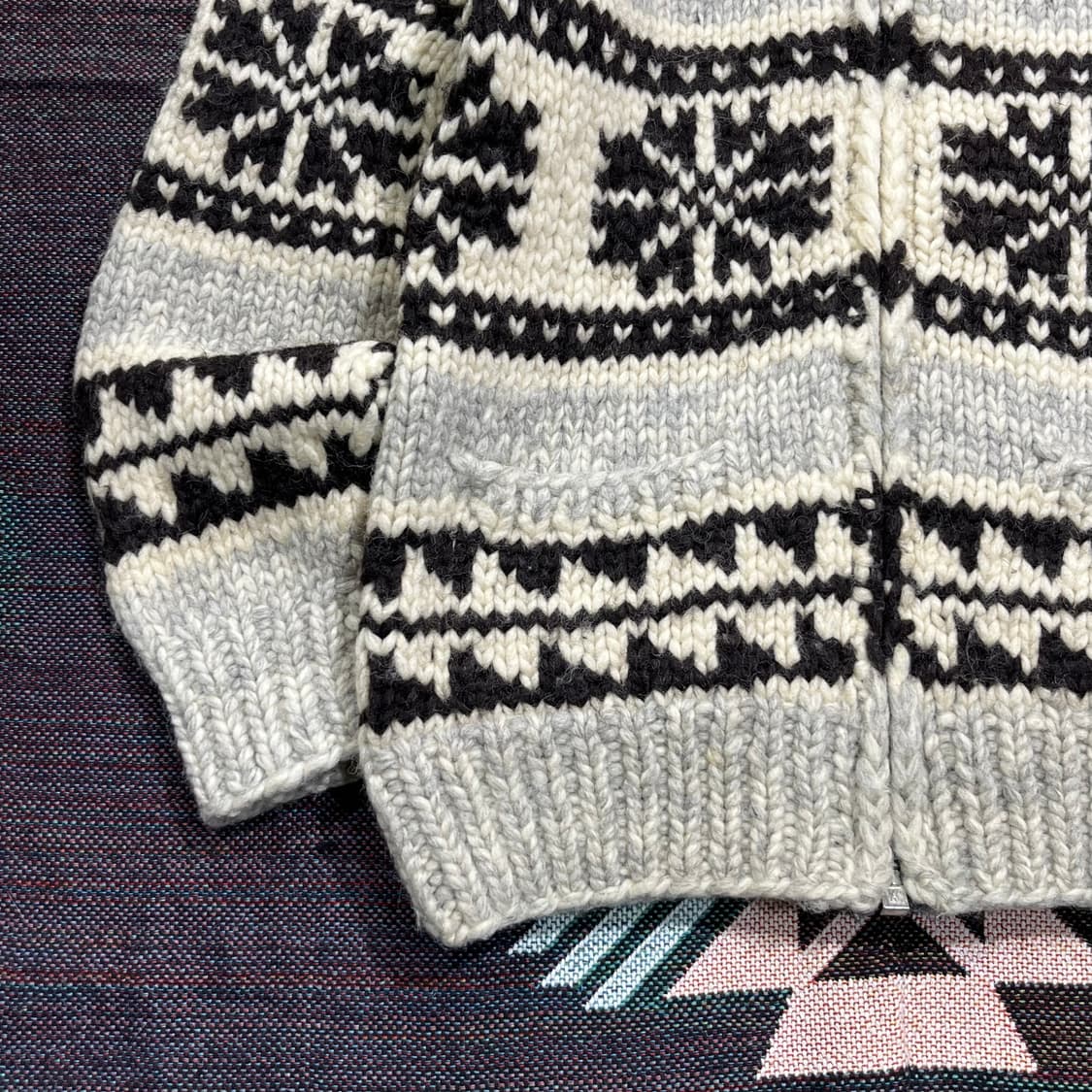 [TUAK] 빈티지 캐나다 핸드니트 코위찬 집업가디건 상품이미지5