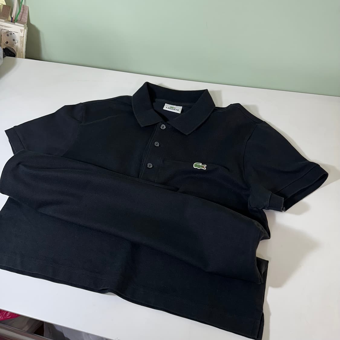 4 95 M 라코스테 블랙 기본로고 PK 반팔카라티 상품이미지1