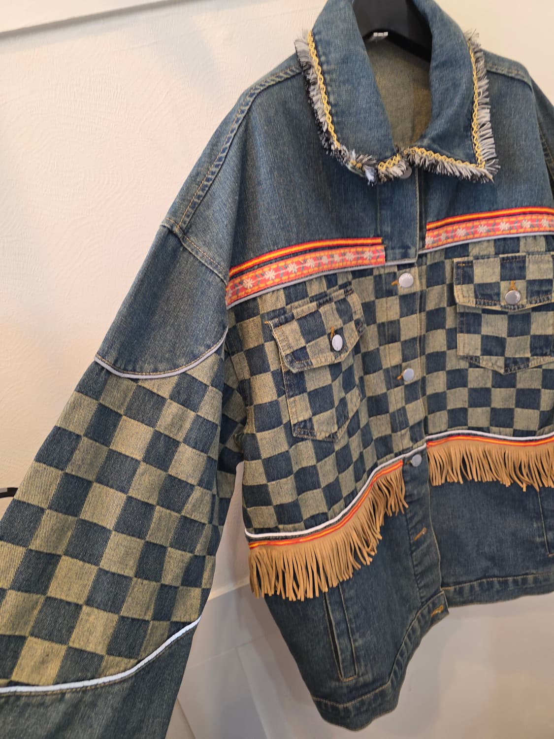 빈티지 데님 청자켓 프린지 디테일 상품이미지4