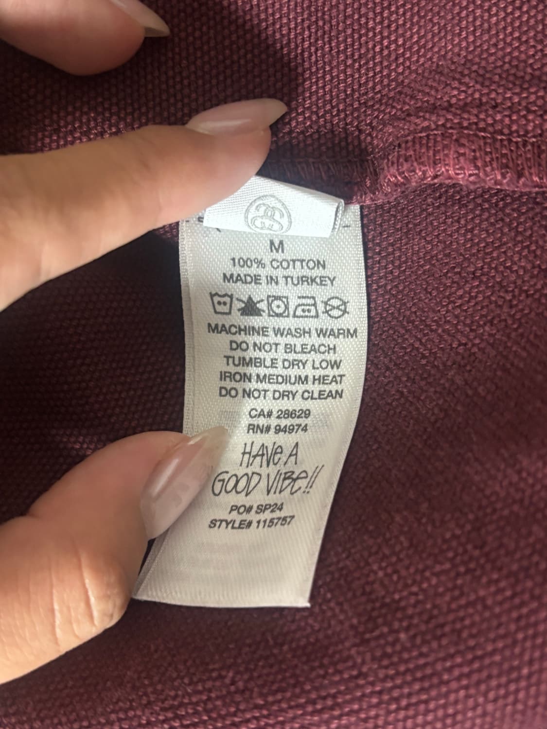 스투시 언라인드 캔버스 워크 자켓 와인 상품이미지6