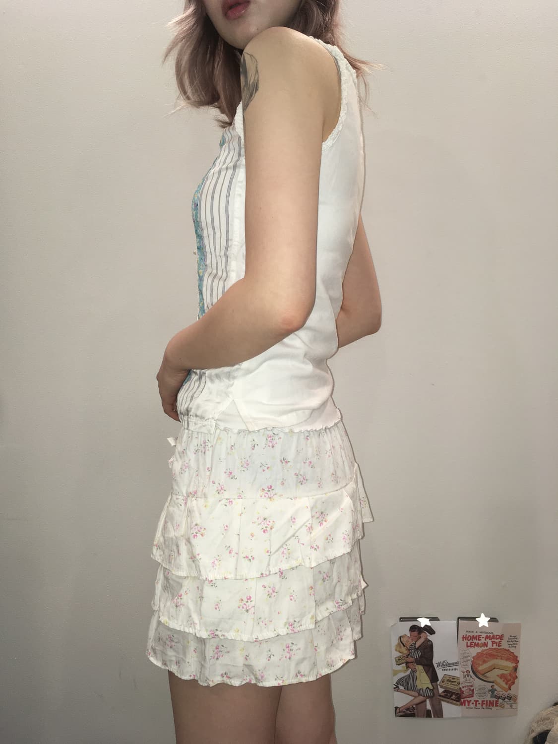 jpn vintage 민트 패치워크 슬리브리스 상품이미지6