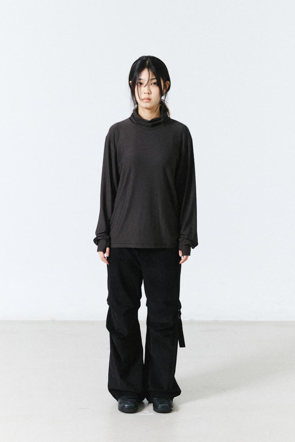 해칭룸 Boxer Turtleneck Tee Stripe 블랙 상품이미지3