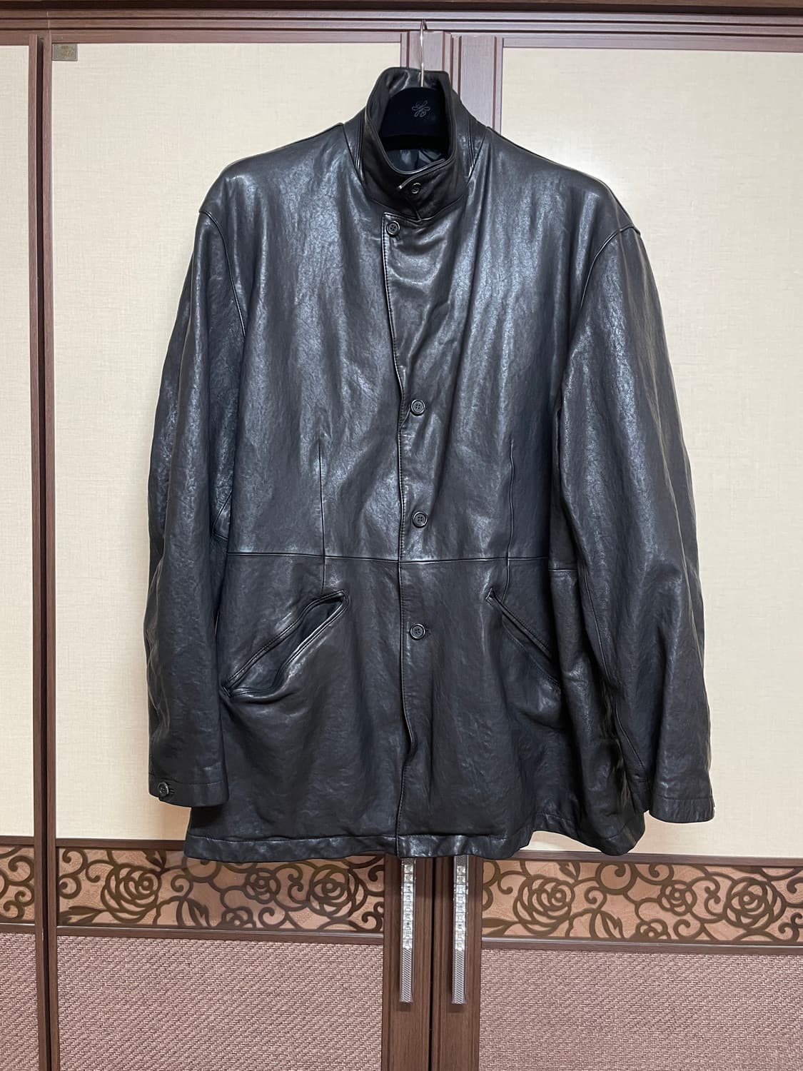 유스 워시드 레더 자켓 상품이미지1