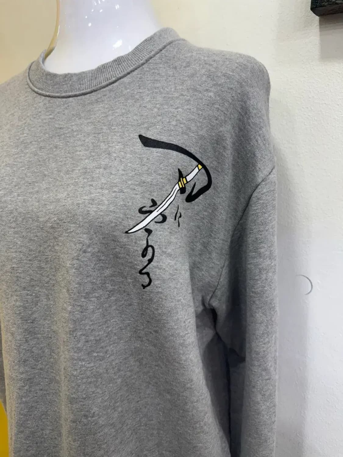 GANThree by MARIE 타투캣 그래픽 맨투맨 스웻셔츠/그레이XL 상품이미지3