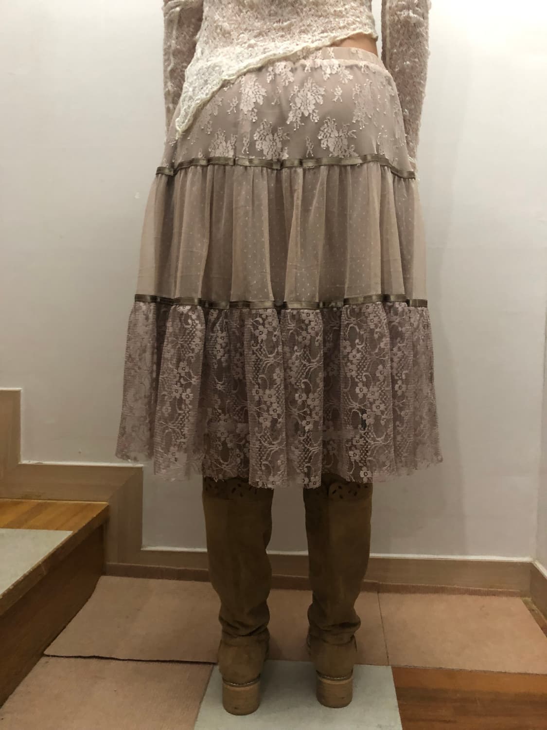 빈티지 인디핑크 레이스 스커트 상품이미지10