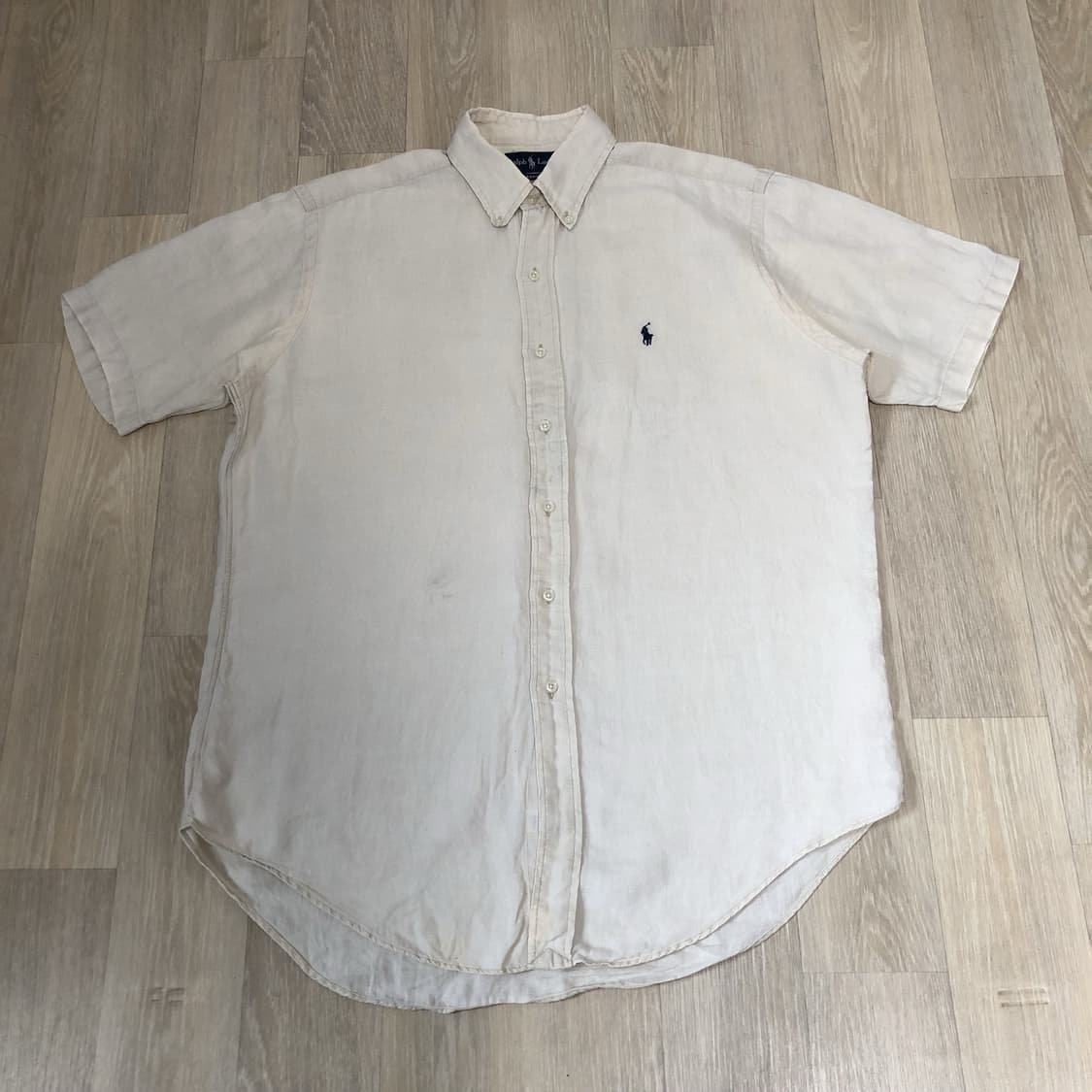 (M) 폴로 랄프로렌 POLO 클래식핏 린넨 반팔 셔츠 베이지 아이보리 상품이미지1