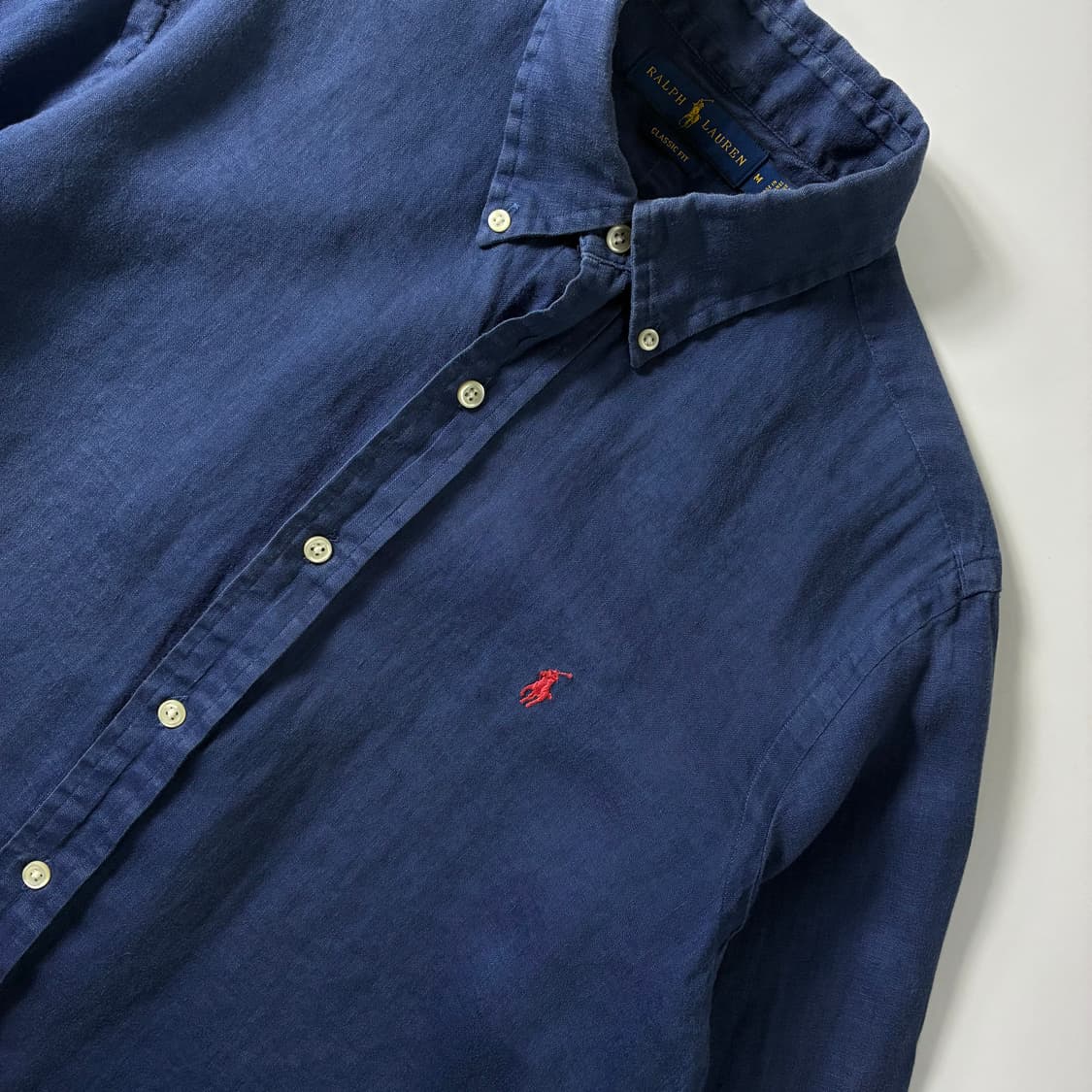 Polo  폴로 랄프로렌 자수 린넨 블루 셔츠  상품이미지3