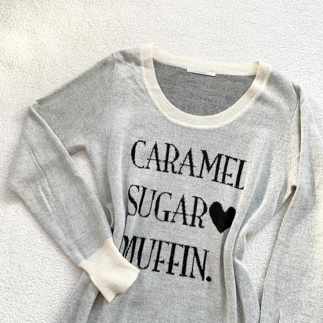 러블리갸루 레터링 하트 니트 상품이미지1