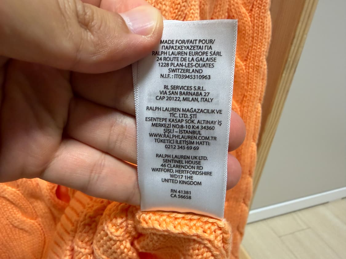폴로 랄프로렌 오렌지 꽈배기 가디건 M 상품이미지5