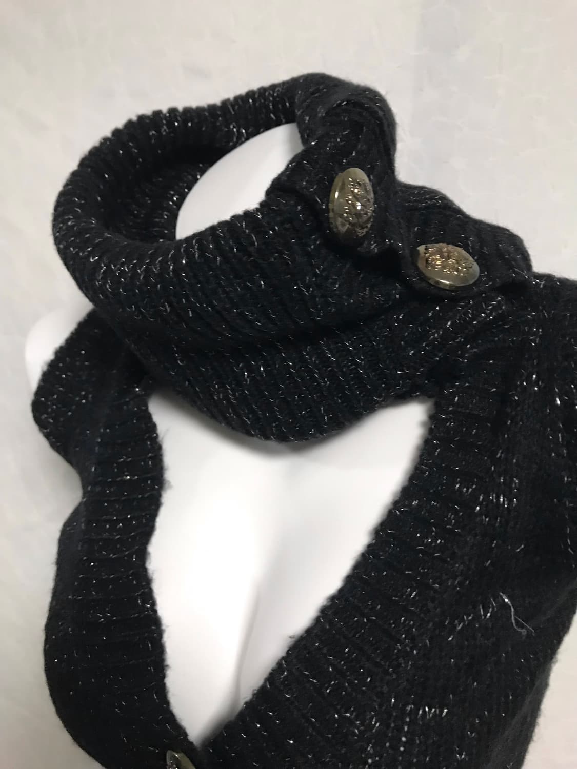 택포•빈티지 마즈 ma*rs 갸루 금장 하이넥 글리터 니트 원피스 탑 상품이미지4