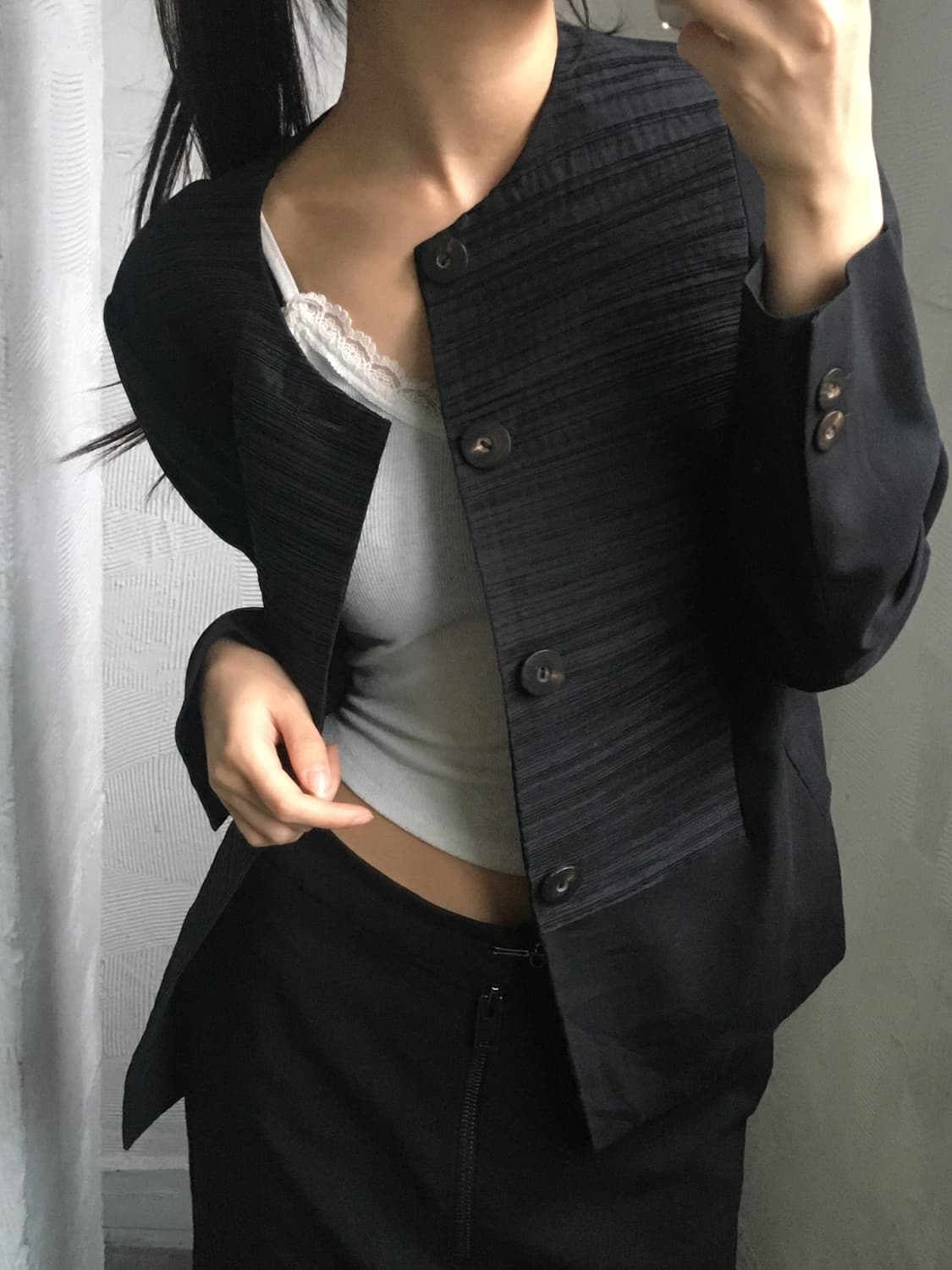 Issey Miyake 이세이미야케 플리츠 블랙 가디건  상품이미지3