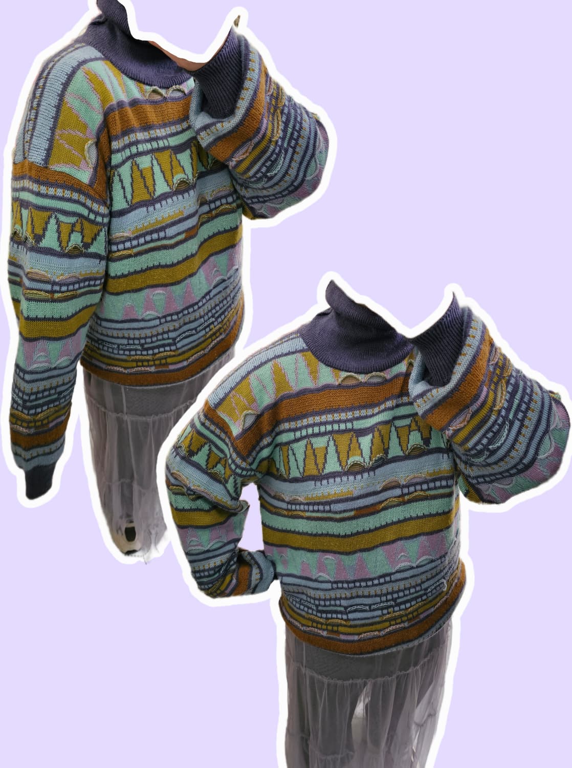 Jean-cox 에스닉 패턴 목폴라 상품이미지2