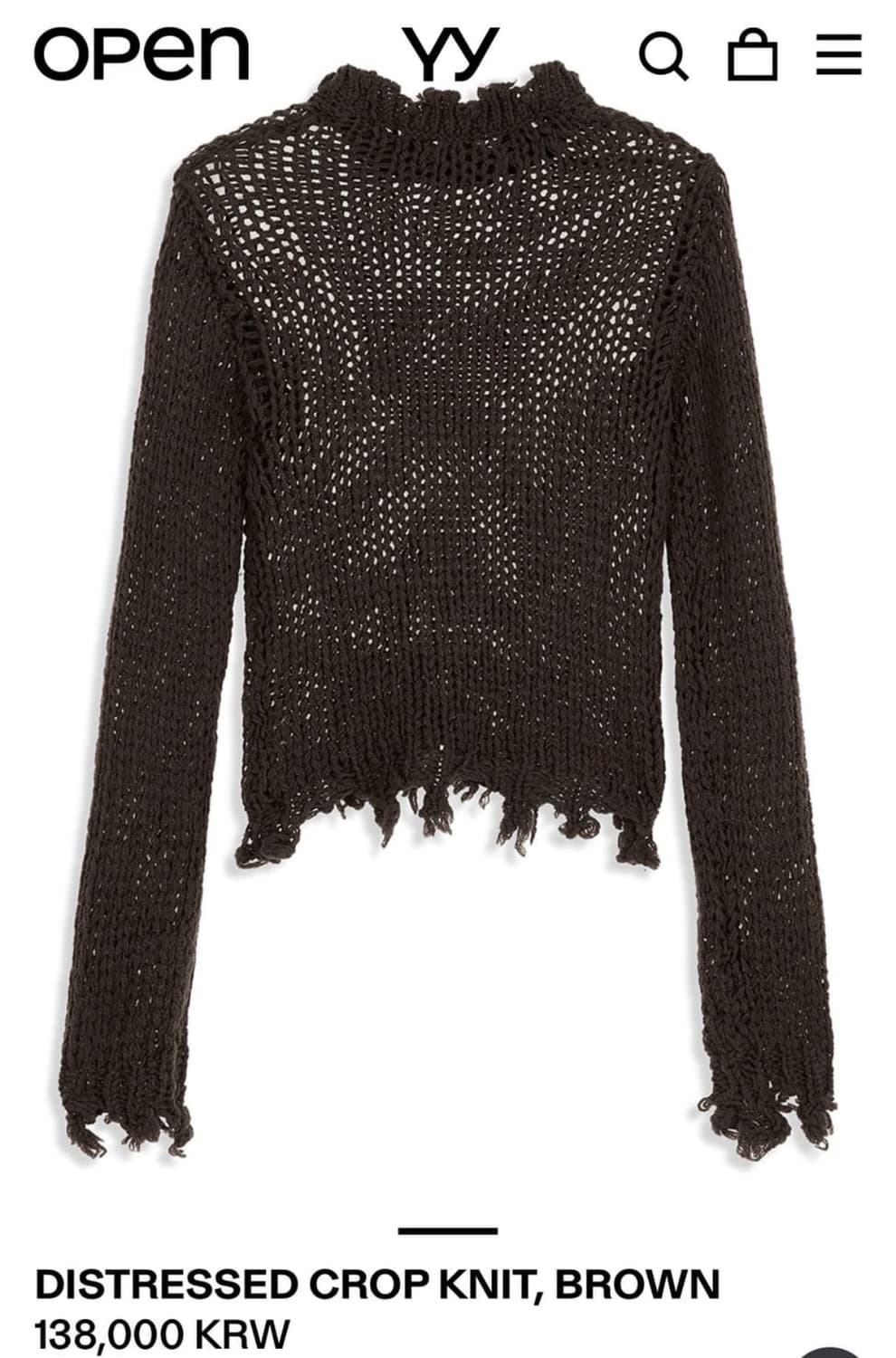 오픈와이와이 Distressed Crop Knit 상품이미지1