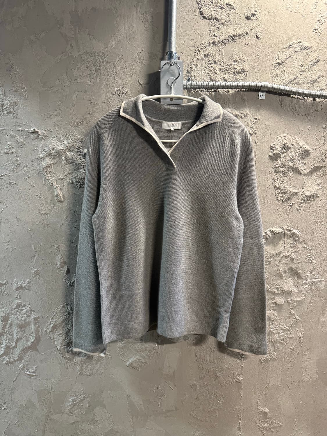 F 타임 TIME 포스트모던 캐시미어 하프집 니트 그레이 상품이미지1