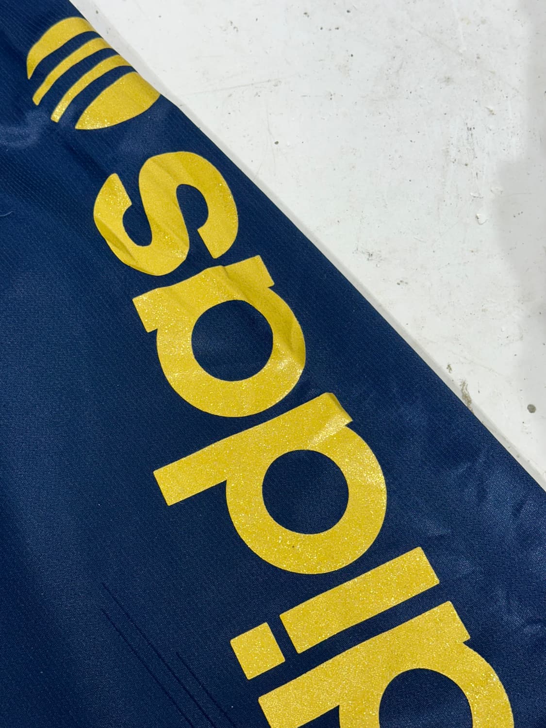 아디다스 네이비 와이드 스펠아웃 골드 삼선 트레이닝 추리닝 바지 M 상품이미지6