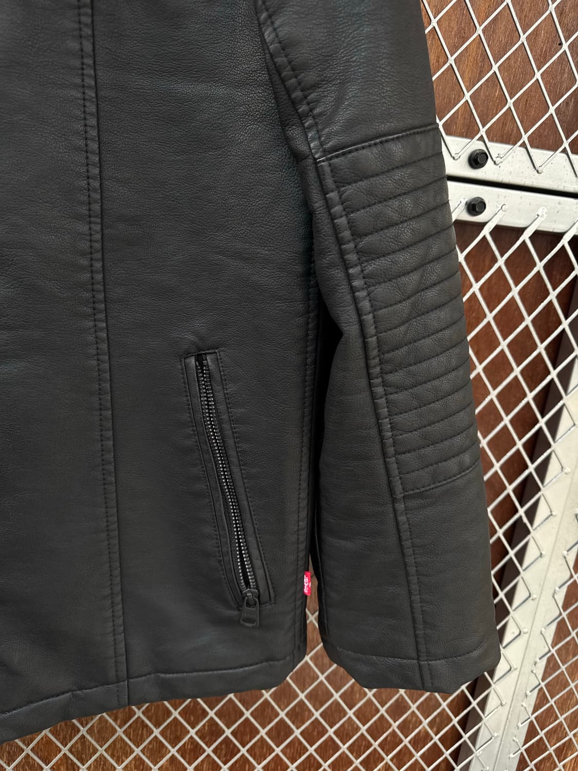 리바이스 후드 바이커 가죽 누빔 자켓 블랙 S 상품이미지4