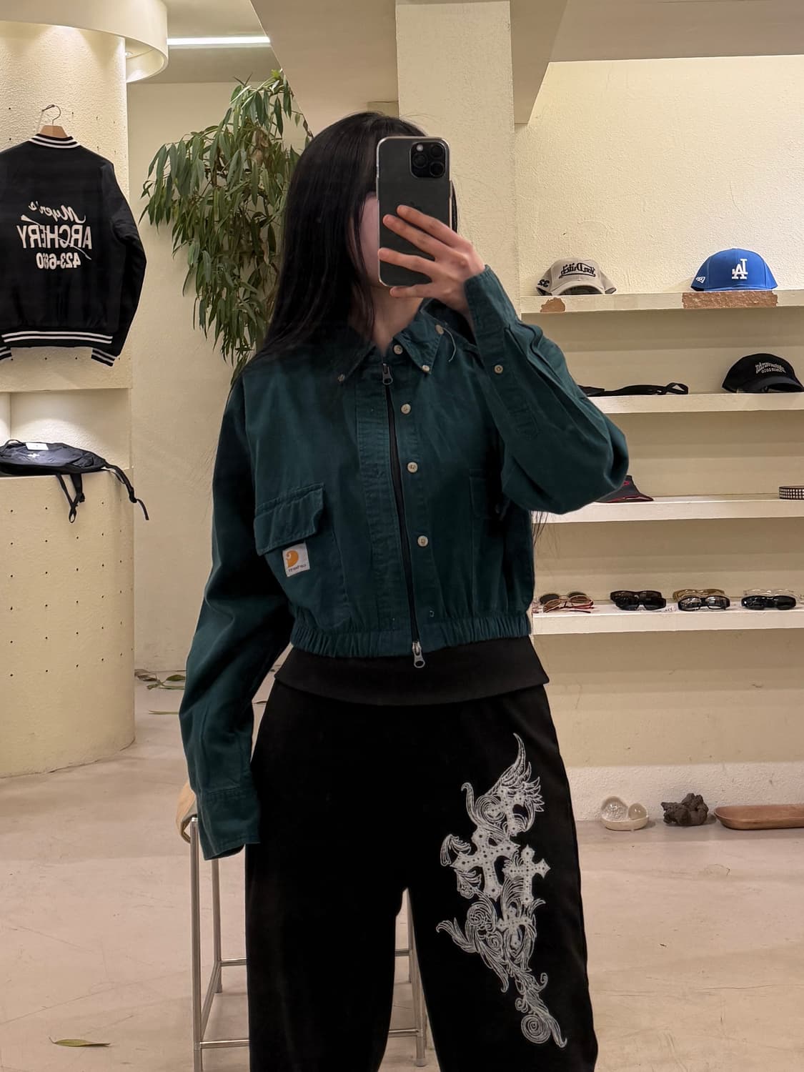 칼하트 크롭 집업 자켓 그린 U510 상품이미지1