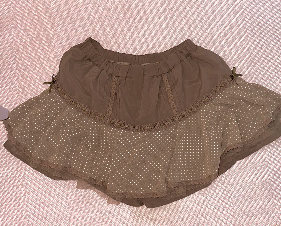 리즈리사 라떼갸루 도트 리본 큐롯스커트 상품이미지2