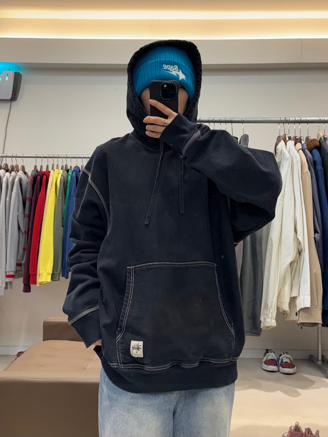 스투시 콘트라스트 스티치 라벨 후드 상품이미지5