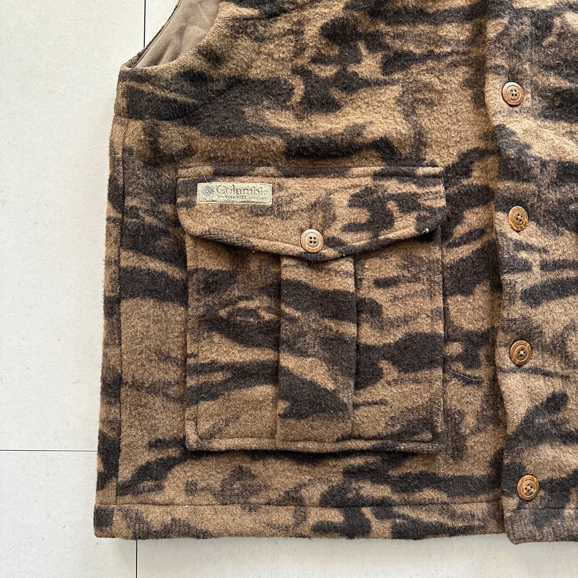 00s 콜롬비아 빈티지 타이거카모 울 베스트 XL 상품이미지3