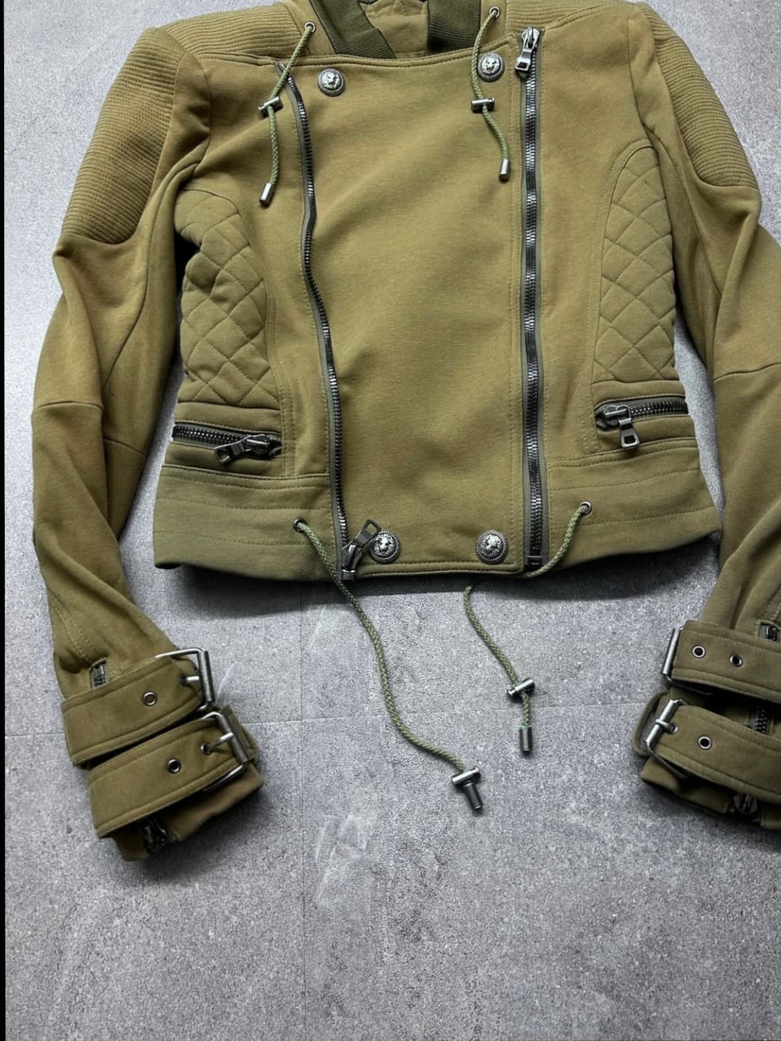 나폴레옹 더블 짚 퀼팅 판넬 사선 자켓 상품이미지3