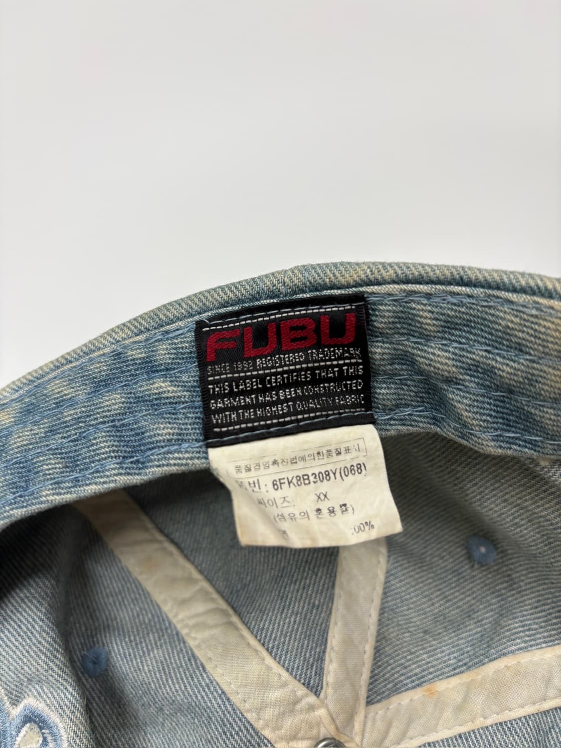 후부 FUBU 빈티지 워시드 데님 볼캡 모자 상품이미지5