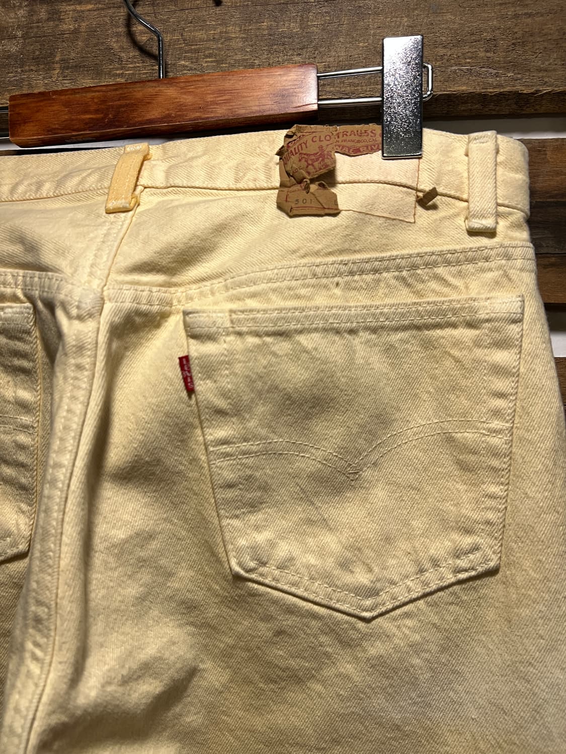 [34]90's 리바이스 501 USA 크림옐로우 데님 팬츠 S41 상품이미지6
