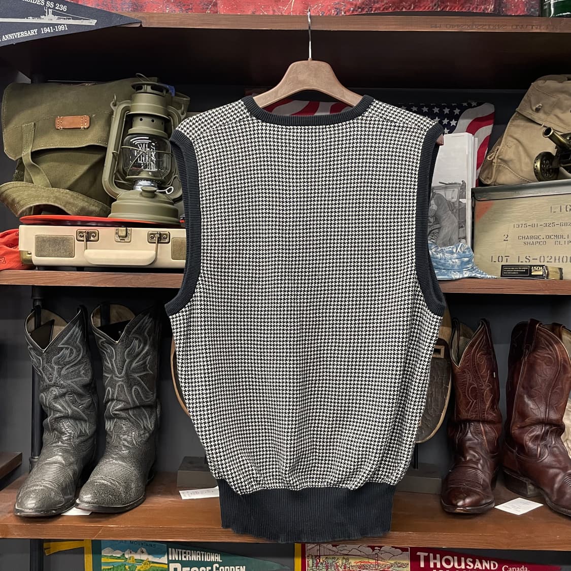 90s 폴로 랄프로렌 하운드 투스 패턴 브이넥 니트 베스트 상품이미지2