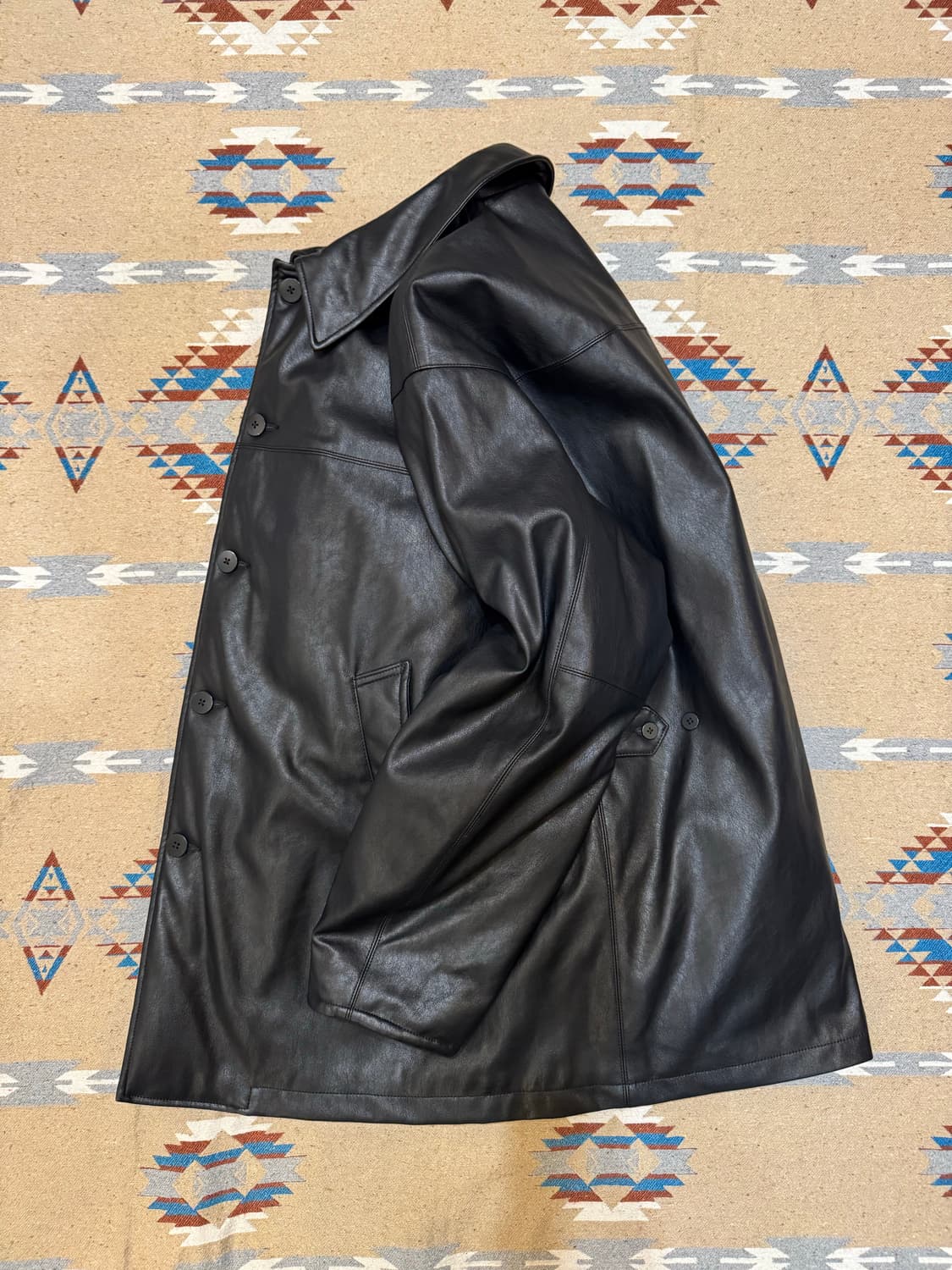 [L] 몽키 타임 FAUX 레더 퀼팅 카코트 블랙  상품이미지5