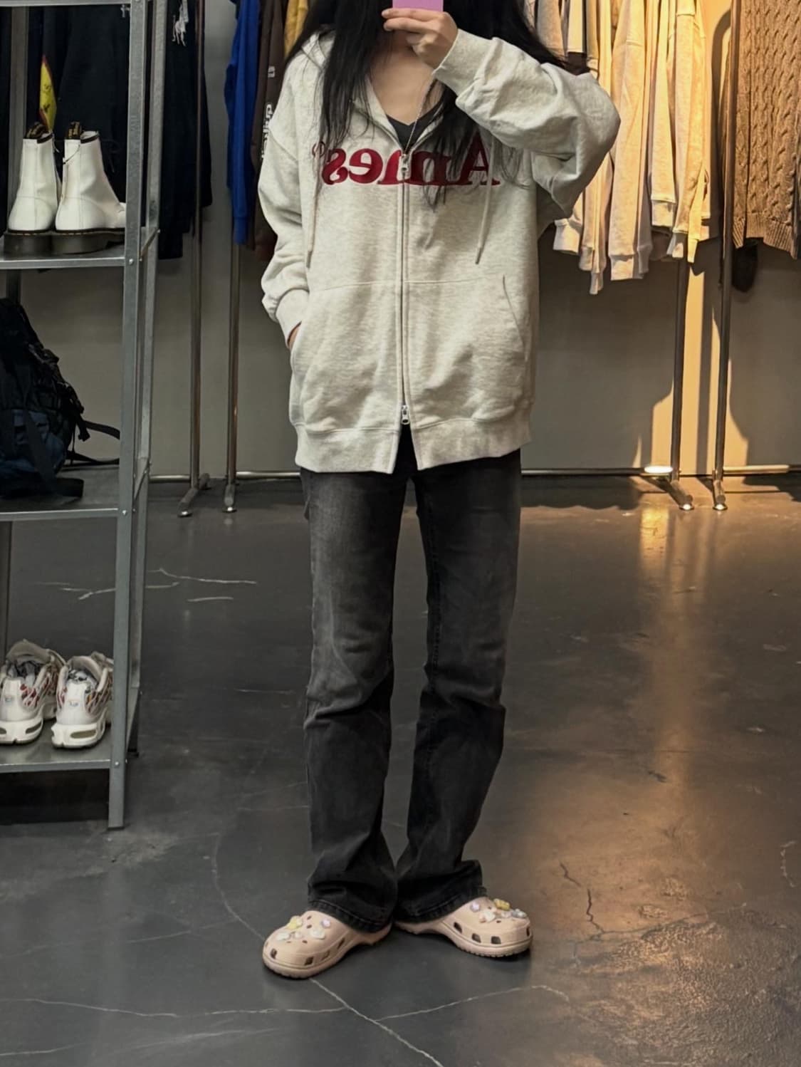 아메스 월드와이드 베이직로고 오트밀 후드집업 A2785 상품이미지1