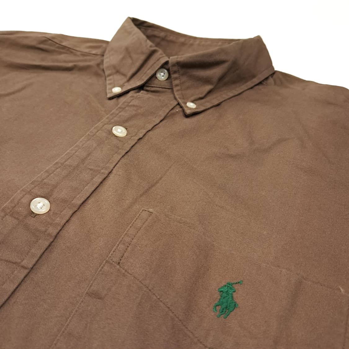 CL917 L 폴로 90s 미국판 버튼다운 브라운 반팔 셔츠 남방 상품이미지4