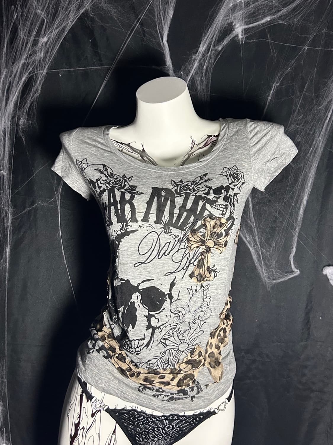 skull punk y2k leopard tee 상품이미지2