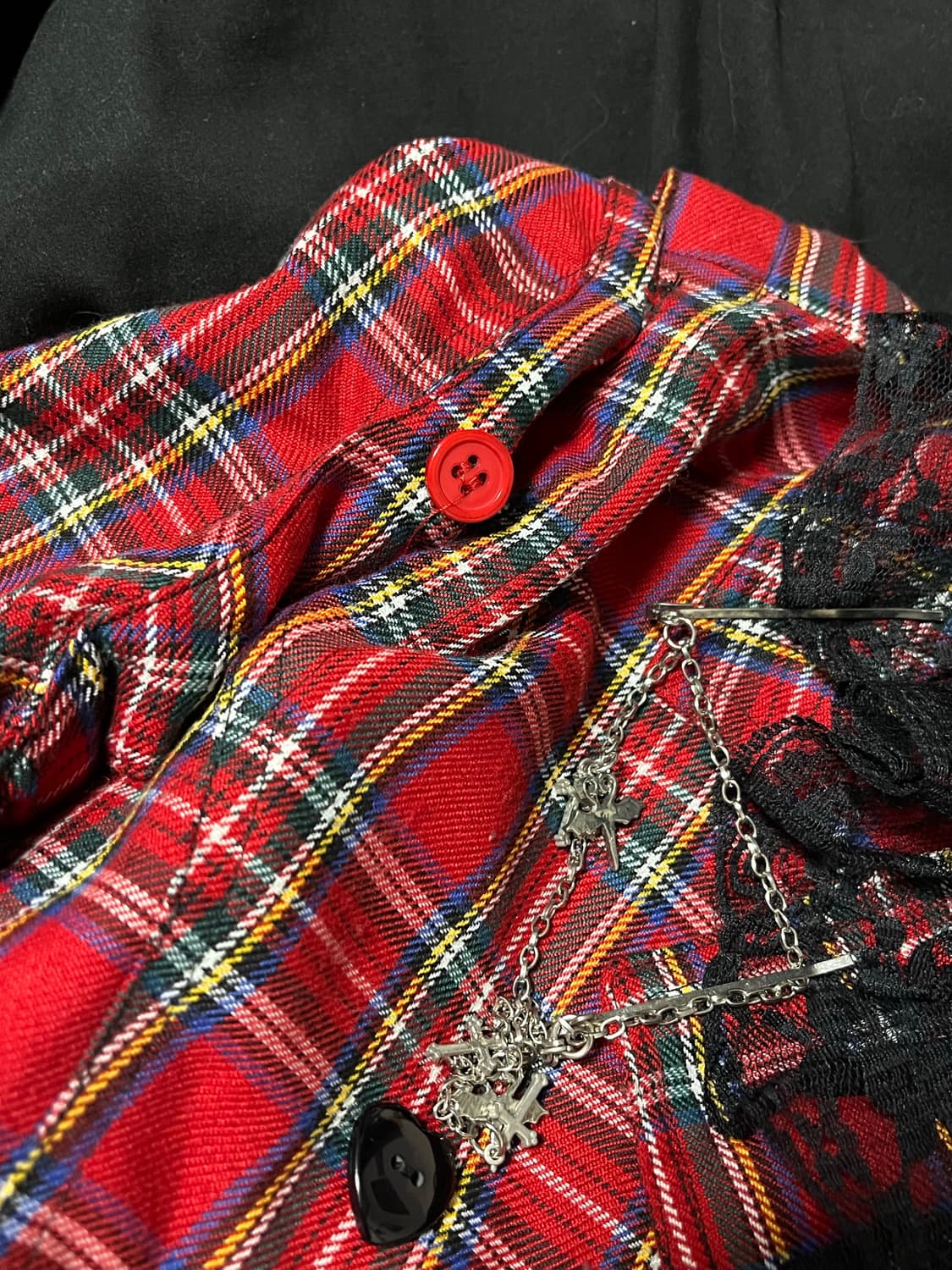 타탄체크 셋업 투피스 자켓 스커트 세트 펑크 고스 나나깔  상품이미지3