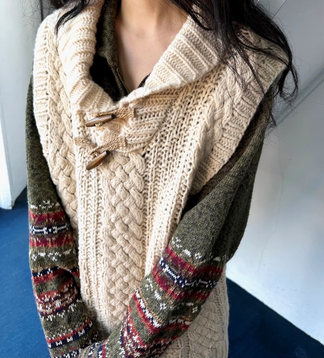 Low gauge loose woven knit vest 상품이미지7