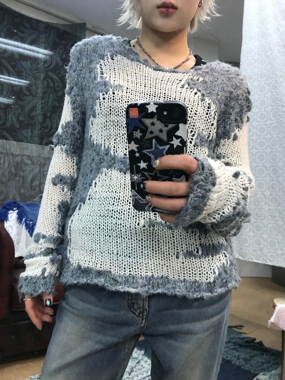 빈티지 여성 그물 니트  상품이미지1