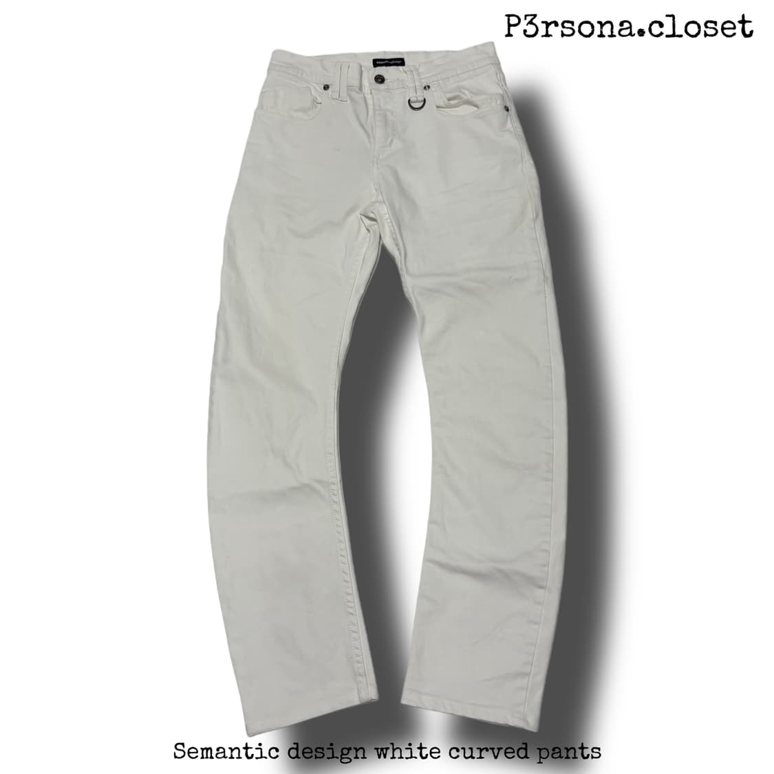 Semantic design white curved pants 상품이미지1