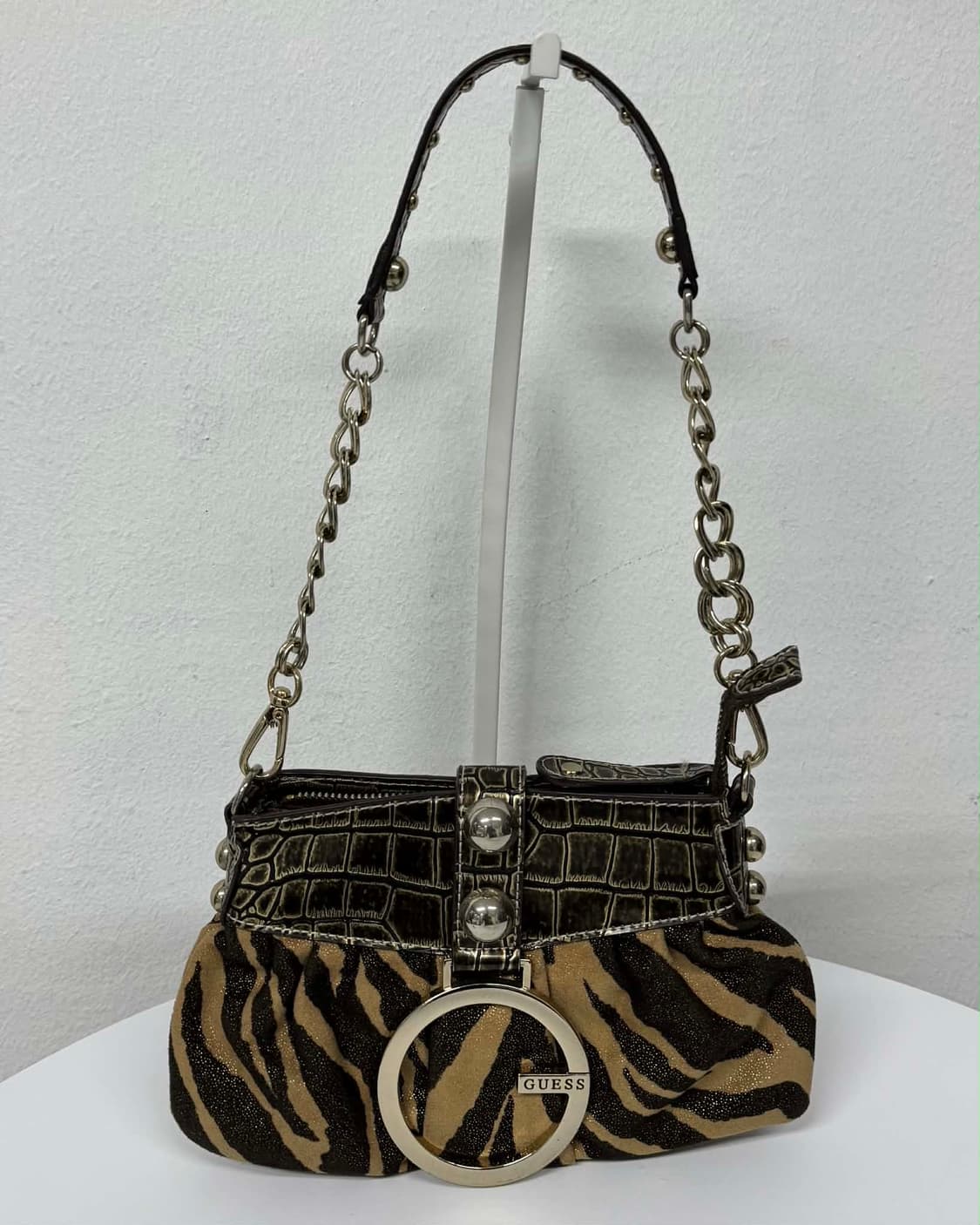 게스 빈티지 레오파드 Y2k 체인 미니 숄더 토트백 상품이미지1