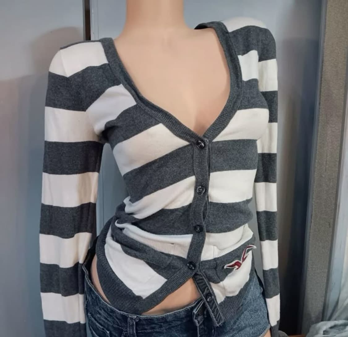 핀터레스트 빈티지 홀리스터 스트라이프 브이넥 가디건 아베크롬비 상품이미지2