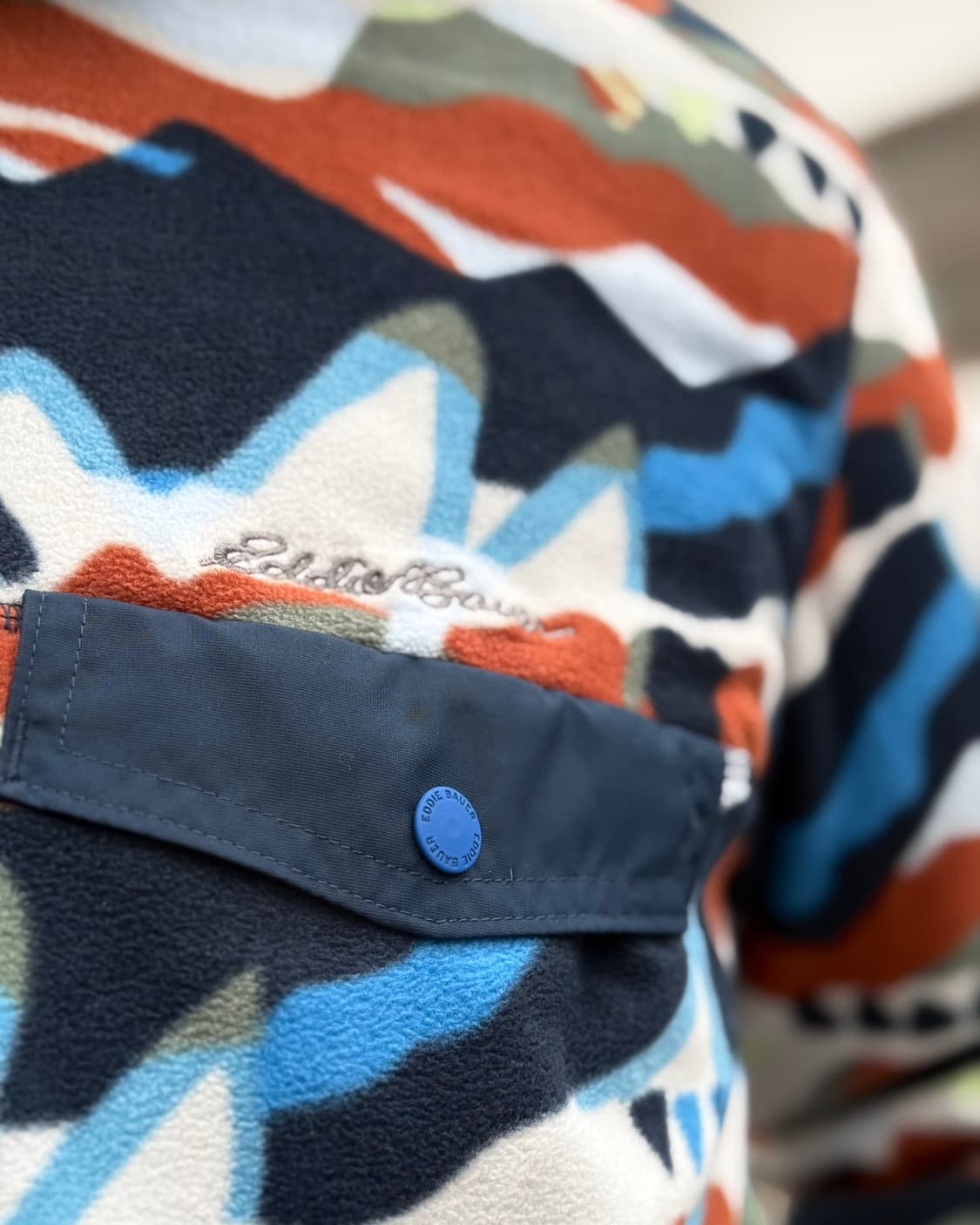 90-00‘s 에디바우어 마운틴 프린트 플리스 스냅-T 풀오버 L 상품이미지10