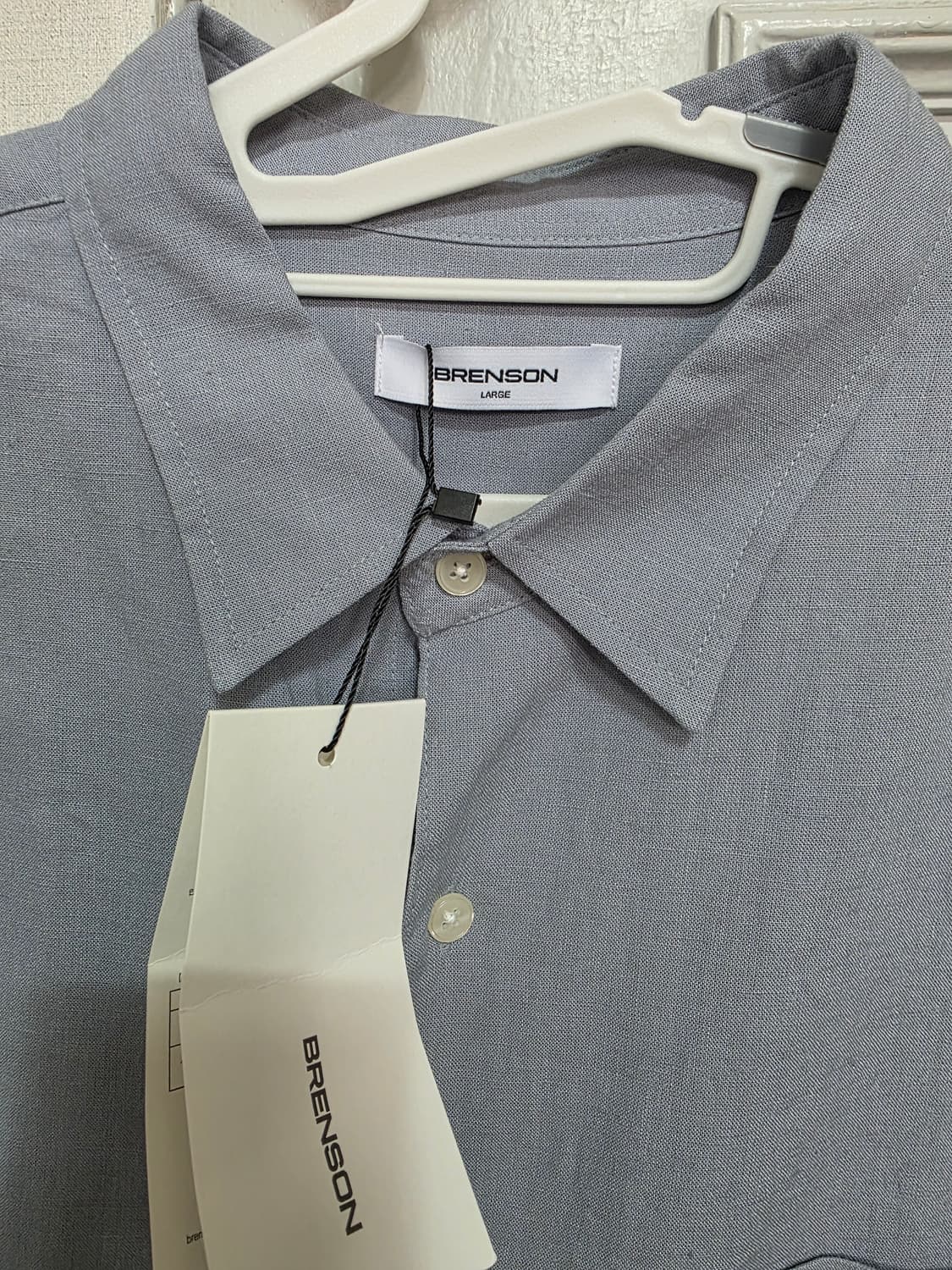 [새제품] 브렌슨 루즈핏 린넨 셔츠 블루 L 상품이미지4