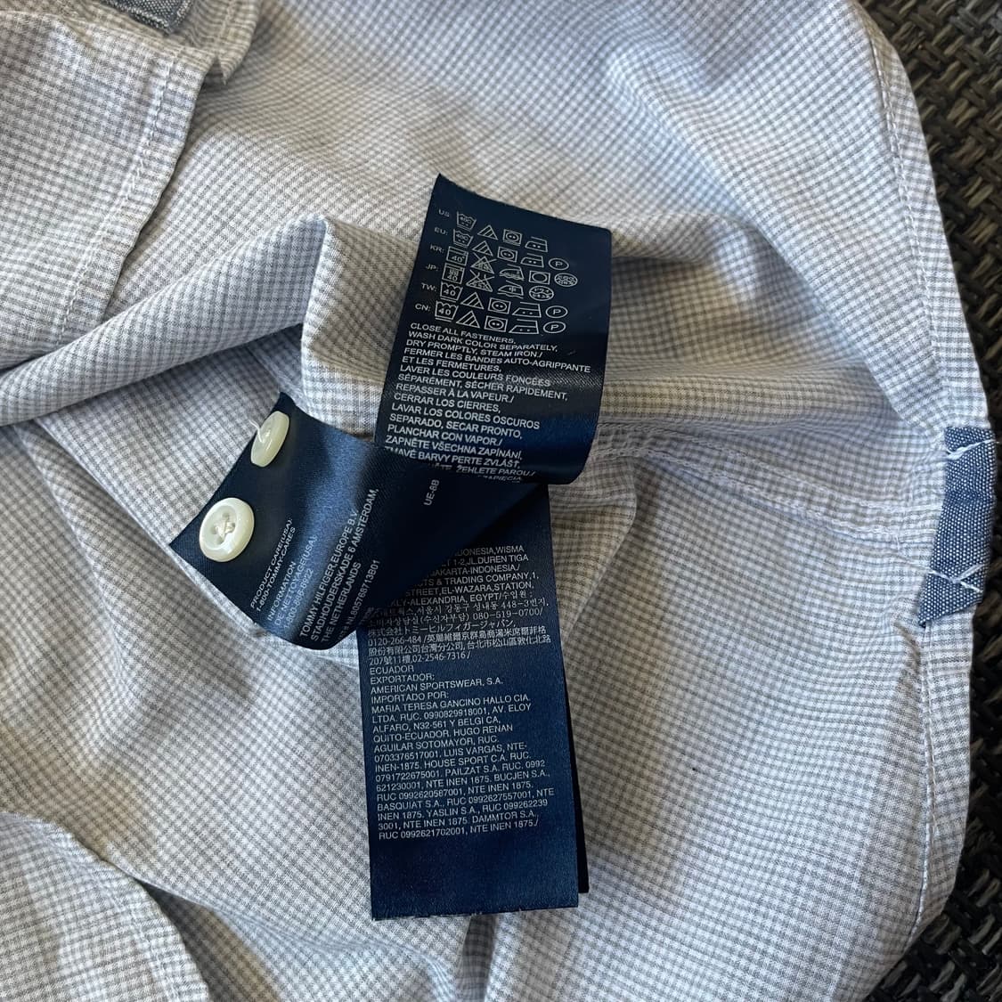 타미힐피거 윈도우 체크 그레이 슬림핏 반팔 셔츠 M 상품이미지6