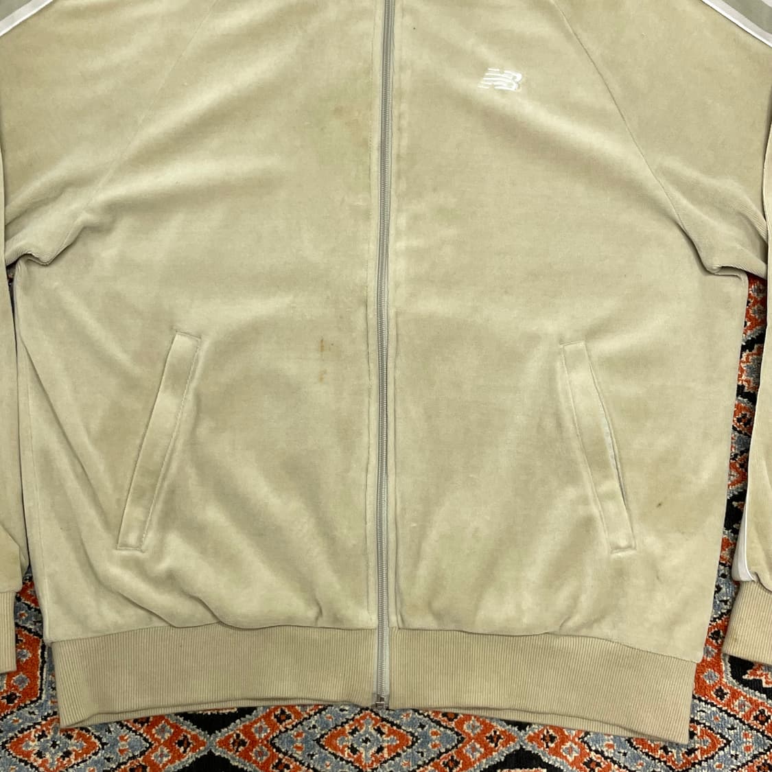 뉴발란스 사이드 트랙로고 베이지 테리 집업 져지 자켓 남성L 상품이미지2