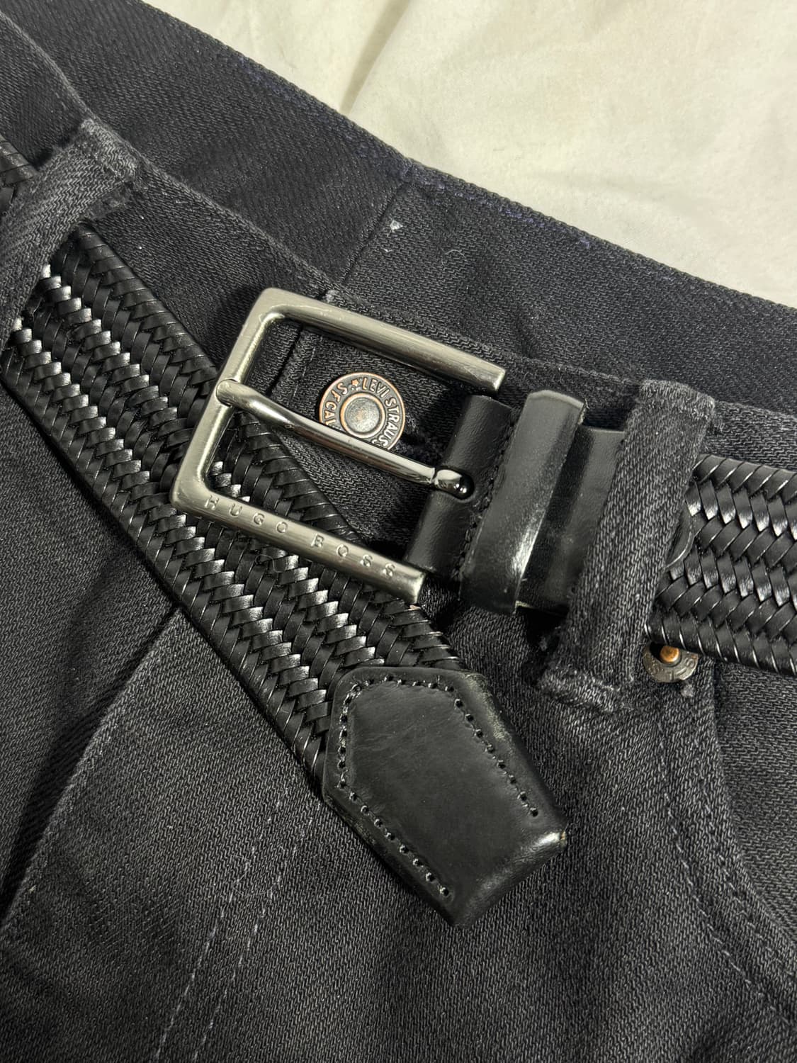 00s Hugo Boss 브레이드 레더 벨트 상품이미지1